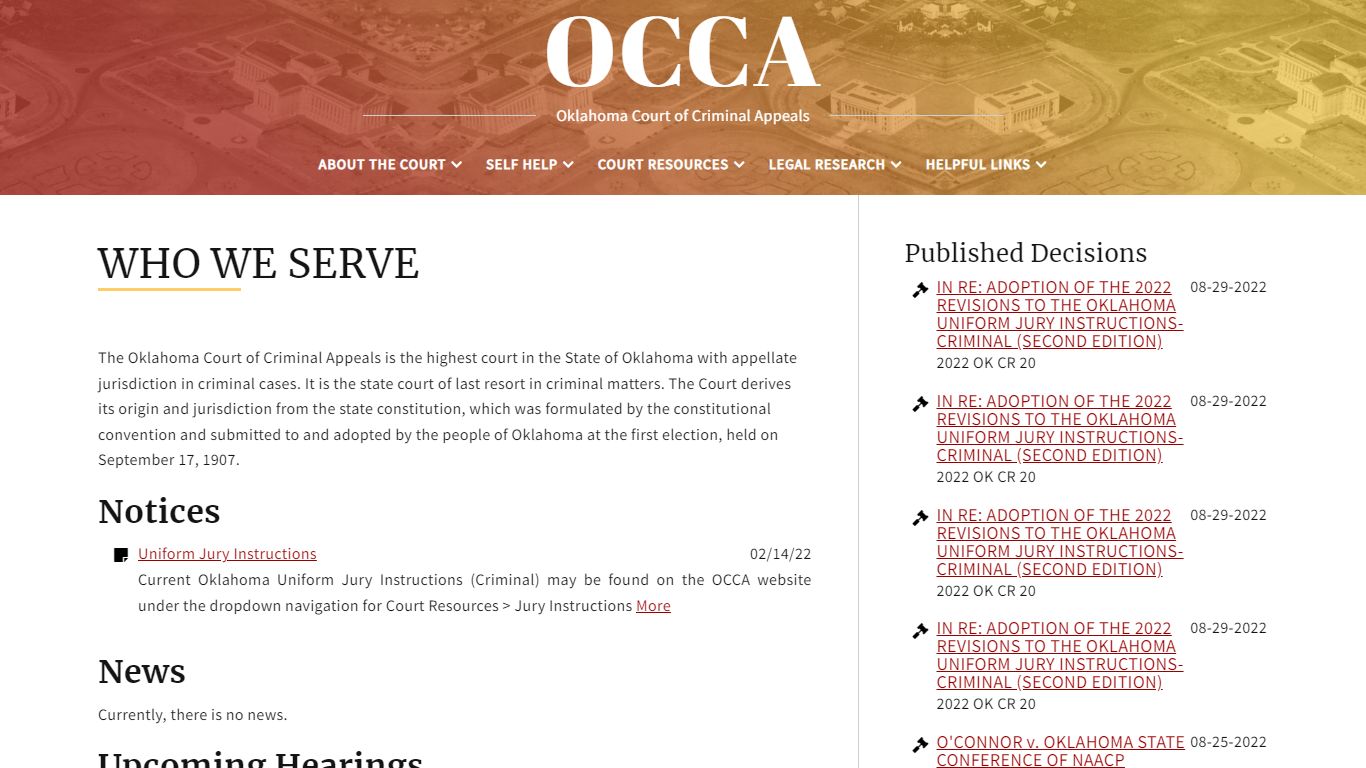 OCCA – Oklahoma Court of Criminal Appeals